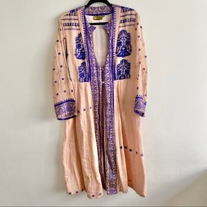 Serrahna Blush / Royal Blue Embroidered Overshirt